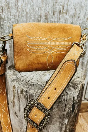Toast Suede Bum Bag with Boot Stitch