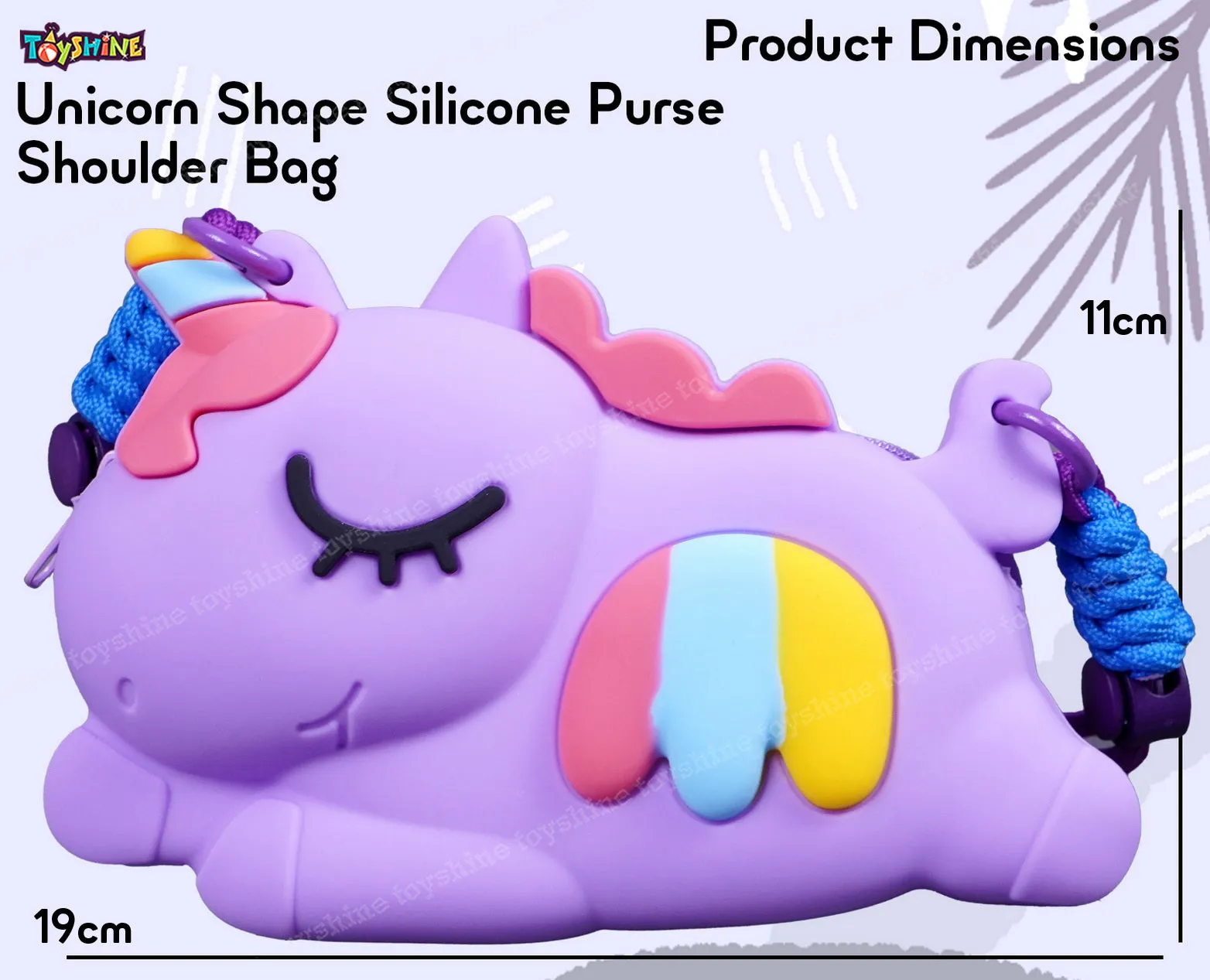 Toyshine Unicorn Shape Silicone Purse for Girls Stylish Cross Body Bag with Adjustable Strap with Compact Mirror, Comb and Keychain Included