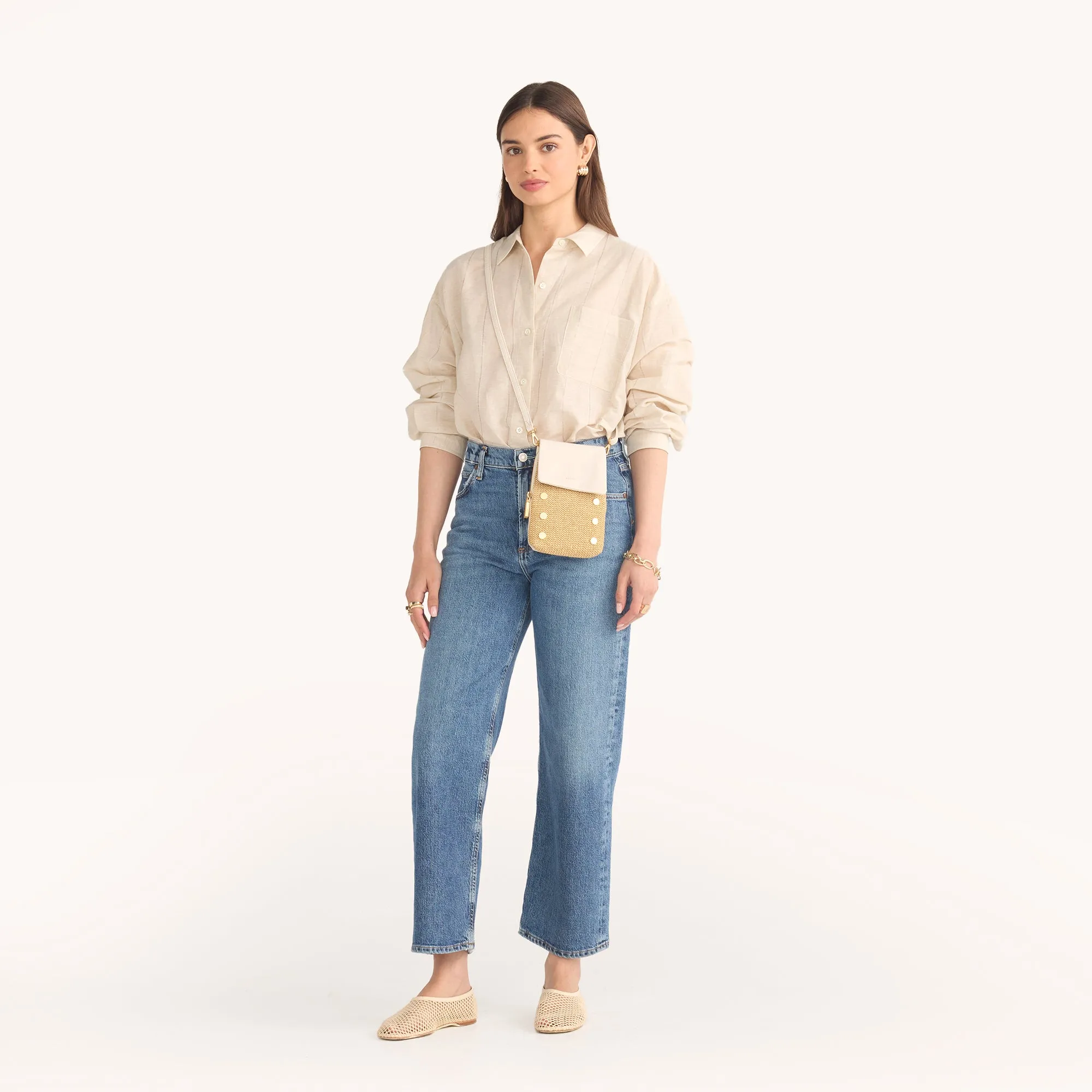 VIP Mobile | Calla Lily White Raffia/Brushed Gold