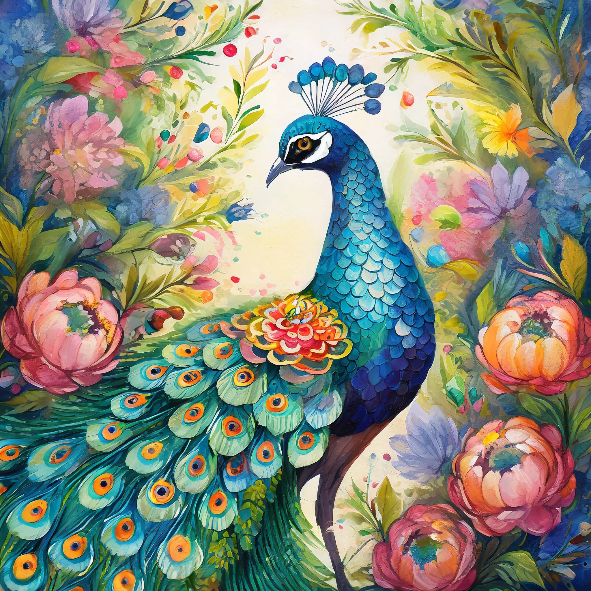 Woodland Peacock Cloth Shopping Tote