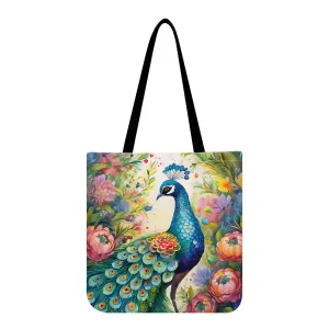 Woodland Peacock Cloth Shopping Tote