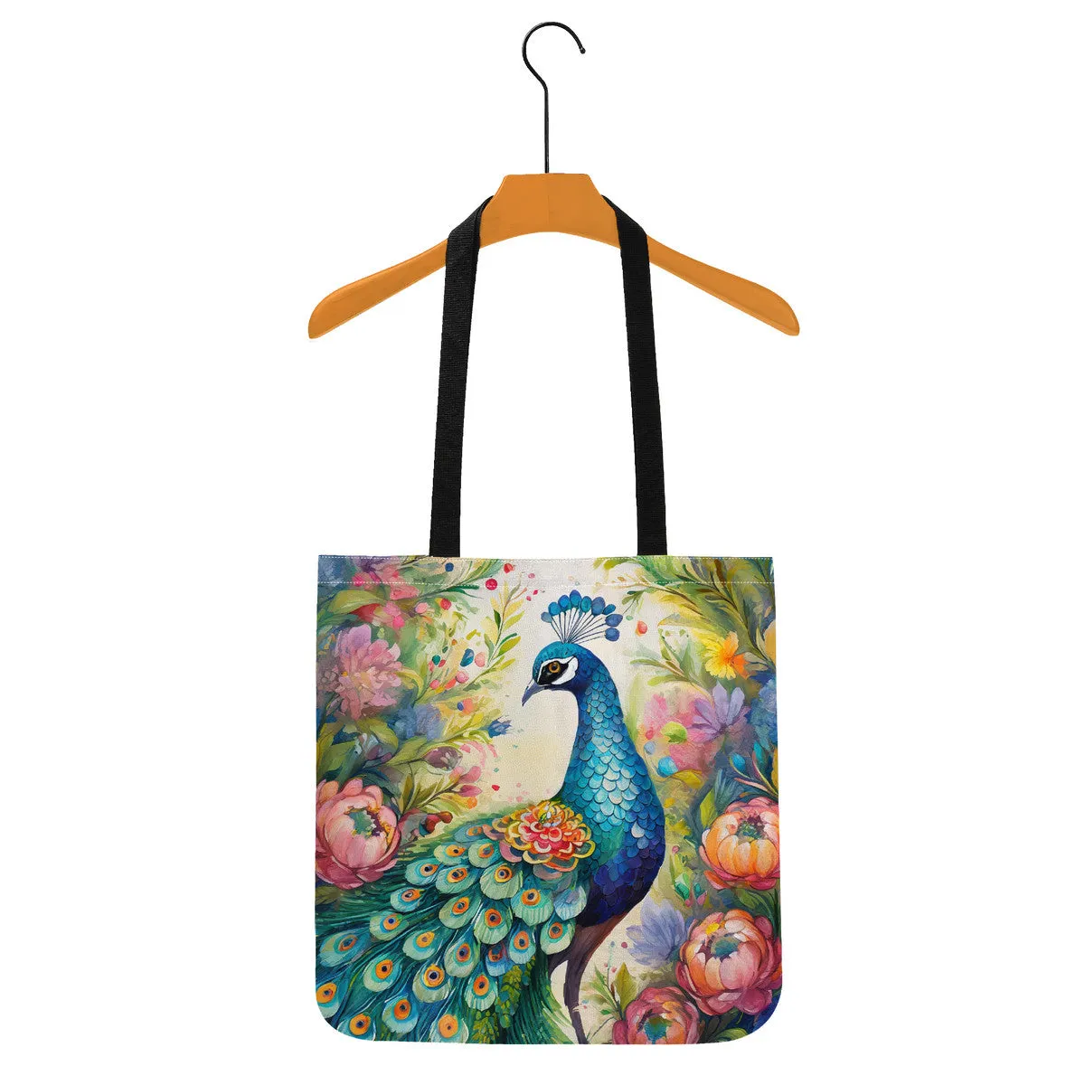 Woodland Peacock Cloth Shopping Tote