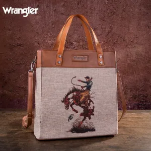 Wrangler Tan Bucking Bronc Canvas Tote
