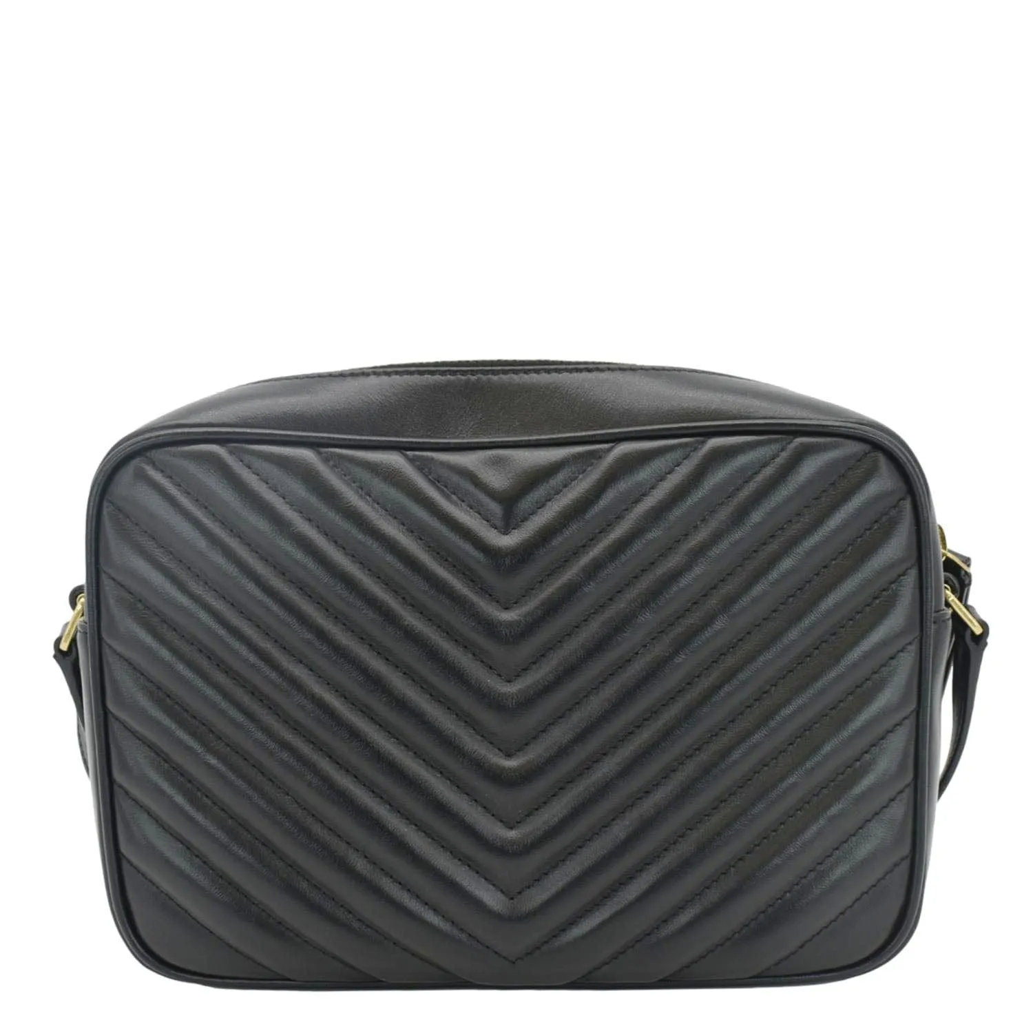 YVES SAINT LAURENT Lou Camera Chevron Leather Crossbody Bag Black